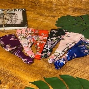 Women satin silk headband floral Japanese pattern New